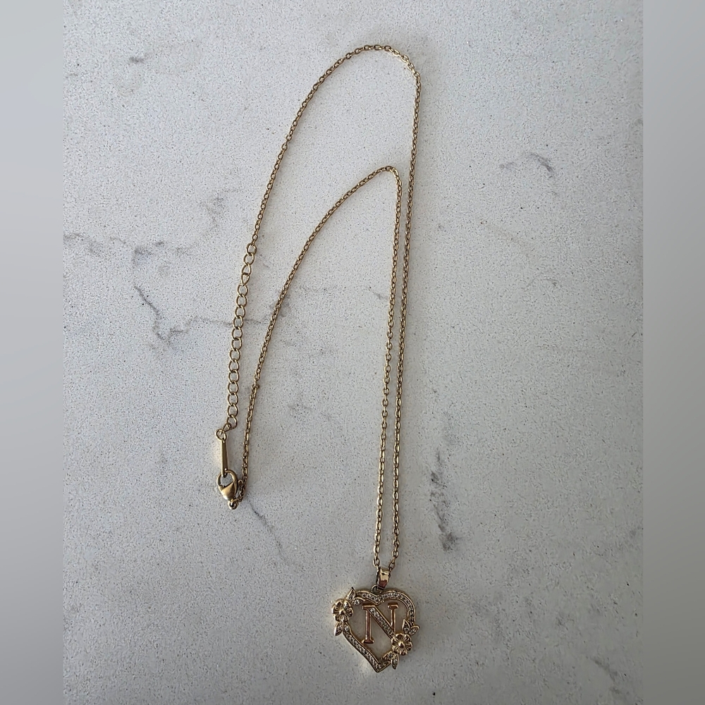 Gold Initial Heart Necklace
